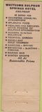 Matchbook Cover - Hotel Whitcomb St Joseph MI
