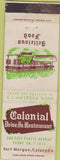 Matchbook Cover - Colonial Drive In Restaurant Fort Morgan CO STAIN