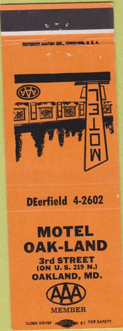 Matchbook Cover - Motel Oakland MD turquoise