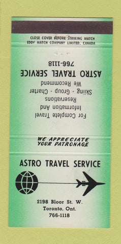 Matchbook Cover - Astro Travel Service Toronto ON GREEN 30 Strike