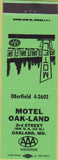 Matchbook Cover - Motel Oakland MD green