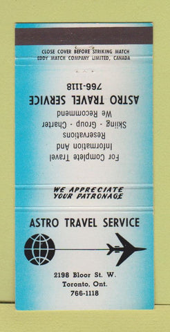 Matchbook Cover - Astro Travel Service Toronto ON BLUE 30 Strike