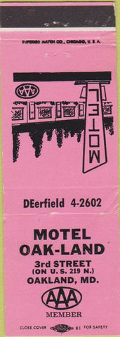 Matchbook Cover - Motel Oakland MD pink WORN
