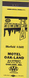 Matchbook Cover - Motel Oakland MD yellow