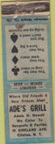 Matchbook Cover - Ade's Grill Clinton NY WORN