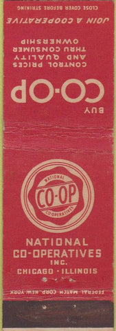 Matchbook Cover - National Co-Op Chicago IL wear Federal