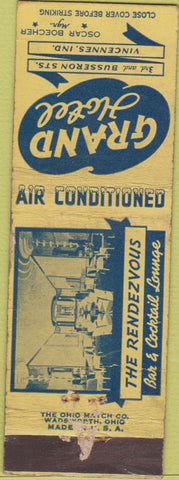 Matchbook Cover - Grand Hotel Vincennes IN WEAR
