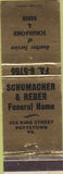 Matchbook Cover - Schumacher Reber Funeral Home Pottstown PA