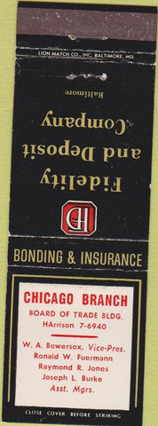 Matchbook Cover - Fidelity Deposit Co Chicago IL WEAR