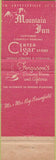 Matchbook Cover - Mountain Inn Fayetteville AR