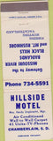 Matchbook Cover - Hillside Motel Chamberlain SD