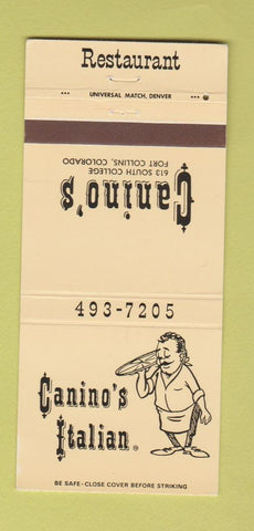Matchbook Cover - Canino's Italian Pizza Fort Collins Colorado 30 Strike