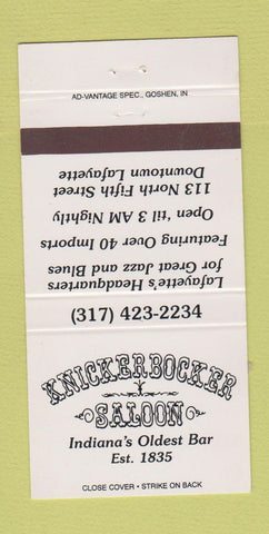Matchbook Cover - Knickerbocker Saloon Bar Lafayette IN 30 Strike