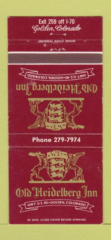 Matchbook Cover - Old Heidelberg Inn Golden Colorado 30 Strike