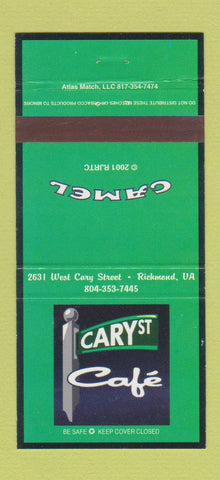 Matchbook Cover - Camel Cigarettes Cary ST Cafe Richmond VA 30 Strike