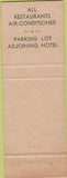 Matchbook Cover - Chancellor Hotel Parkersburg WV