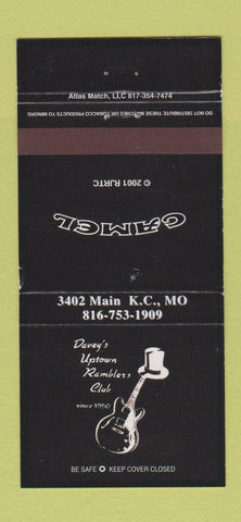 Matchbook Cover - Davey's Uptown Ramblers Club Kansas City MO Camel 30 Strike