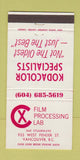 Matchbook Cover - Film Processing Lab Kodak Vancouver BC 30 Strike