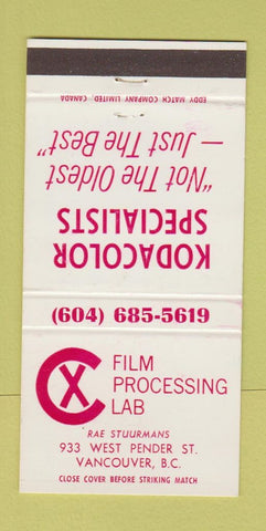 Matchbook Cover - Film Processing Lab Kodak Vancouver BC 30 Strike