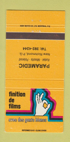Matchbook Cover - Finition de Films Paramedic New Richmond QC Kodak 30 Strike