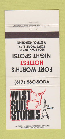 Matchbook Cover - West Side Stories Fort Worth TX 30 Strike