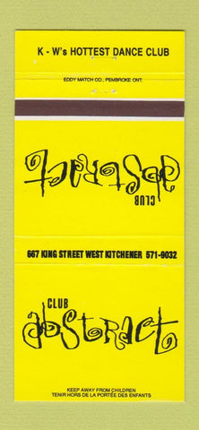 Matchbook Cover - Club Abstract Kitchener ON 30 Strike