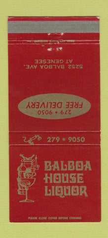 Matchbook Cover - Balboa House Liquor San Diego CA 30 Strike