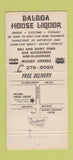 Matchbook Cover - Balboa House Liquor San Diego CA 30 Strike