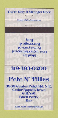 Matchbook Cover - Pete n Tillies Cedar Rapids IA 30 Strike