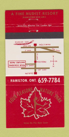 Matchbook Cover - Four Seasons Nature Park Freelton ON 30 Strike