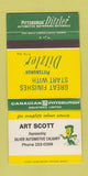 Matchbook Cover - Ditzler Auto Paints Art Scot Canada WORN 30 Strike