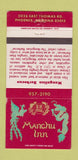 Matchbook Cover - Manchu Inn Phoenix AZ 30 Strike