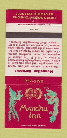 Matchbook Cover - Manchu Inn Phoenix AZ 30 Strike
