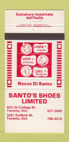 Matchbook Cover - Santo's Shoes Toronto ON 30 Strike