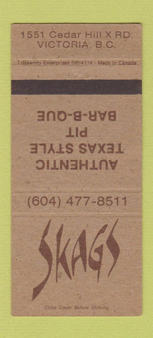 Matchbook Cover - Skags BBQ Victoria BC 30 Strike