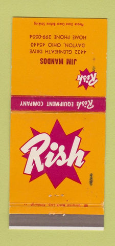 Matchbook Cover - Rish Tractors Jim Mandos Dayton OH WEAR 30 Strike