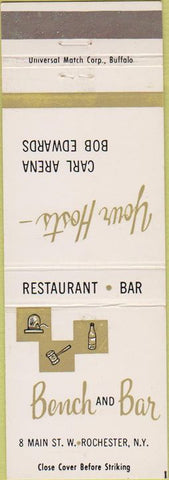 Matchbook Cover - Bench and Bar Rochester NY