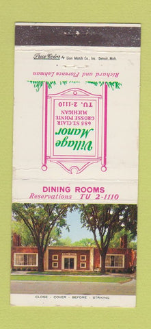 Matchbook Cover - Village Manor Grosse Pointe MI 30 Strike