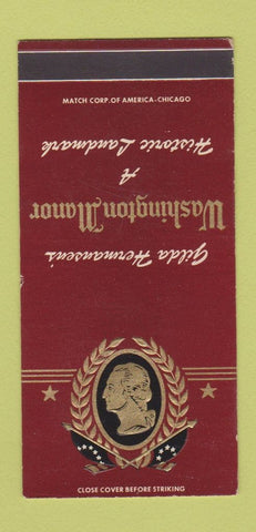 Matchbook Cover - Washington Manor SAMPLE WEAR 30 Strike