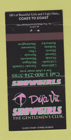 Matchbook Cover - Deja Vu Strip Club CHAIN 30 Strike