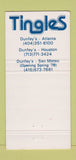 Matchbook Cover - Tingles Atlanta Houston San Mateo 30 Strike