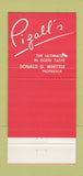 Matchbook Cover - Pigall's Restaurant Cincinnati OH French 30 Strike