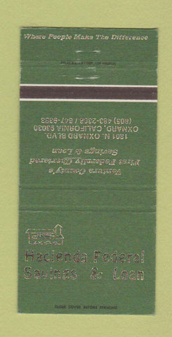 Matchbook Cover - Hacienda Federal Savings Loan Oxnard CA 30 Strike