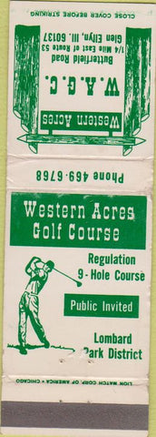Matchbook Cover - Western Acres Golf Glen Ellyn IL golf WEAR