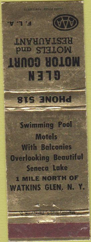 Matchbook Cover - Glen Motor Court Watkins Glen NY