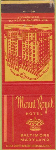 Matchbook Cover - Mount Royal Hotel Baltimore MD
