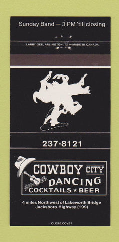 Matchbook Cover - Cowboy City Dancing Bar Fort Worth TX 30 Strike