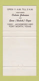 Matchbook Cover - Cowboy City Dancing Bar Fort Worth TX 30 Strike