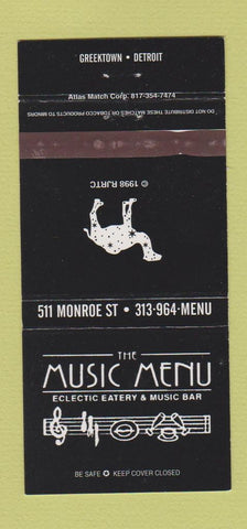 Matchbook Cover - The Music Menu Detroit MI Camel Cigarettes 30 Strike