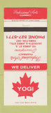 Matchbook Cover - Yogi Professional Arts Drug Store Hamilton ON 30 Strike